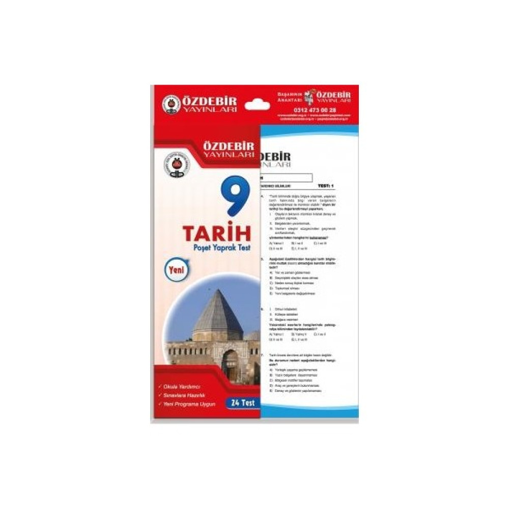 Özde Bir Yayınları 9. Sınıf Tarih Poşet Yaprak Test Yaprak Testler Fiyatı