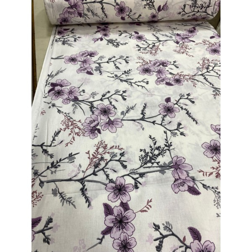 Özdem Home Nevresimlik Çarşaflık Metrelik Kumaş 100*240 - 240 cm - 100 cm - Beyaz - Lila Kumaşlar Fiyatı