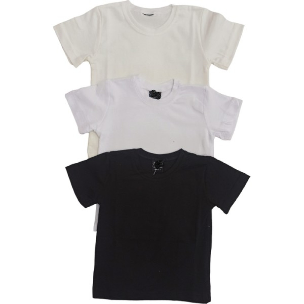Özdemirli Bebe Basic Düz Bisiklet Yaka Kısa Kollu Likralı Badi Sweat T-Shirt (3 Lü Paket Krem-Siyah-Beyaz)  Kız Çocuk T-shirt Fiyatı