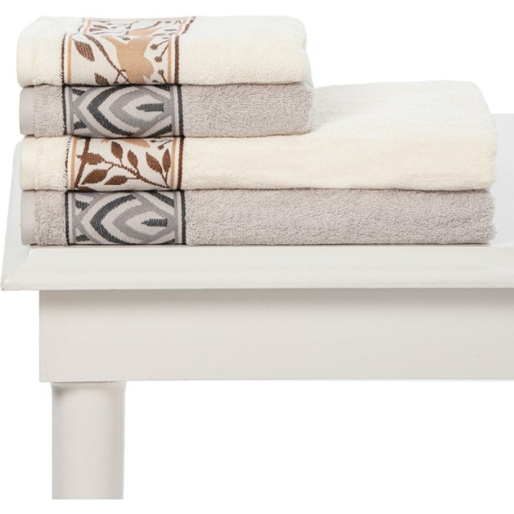 Özdilek Birdy Bambu Havlu Set - 90 x 150 cm - Gri - Krem Banyo Havlusu Fiyatı