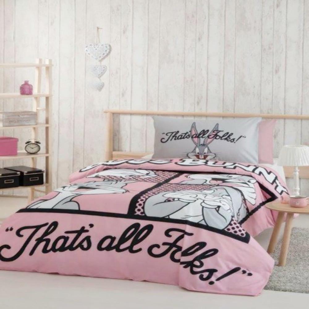 Özdilek Bugs Bunny Folks Tek Kişilik Lisanslı Çocuk Nevresim Takımı Pembe - 160 x 220 cm Bebek Nevresim Takımı Fiyatı