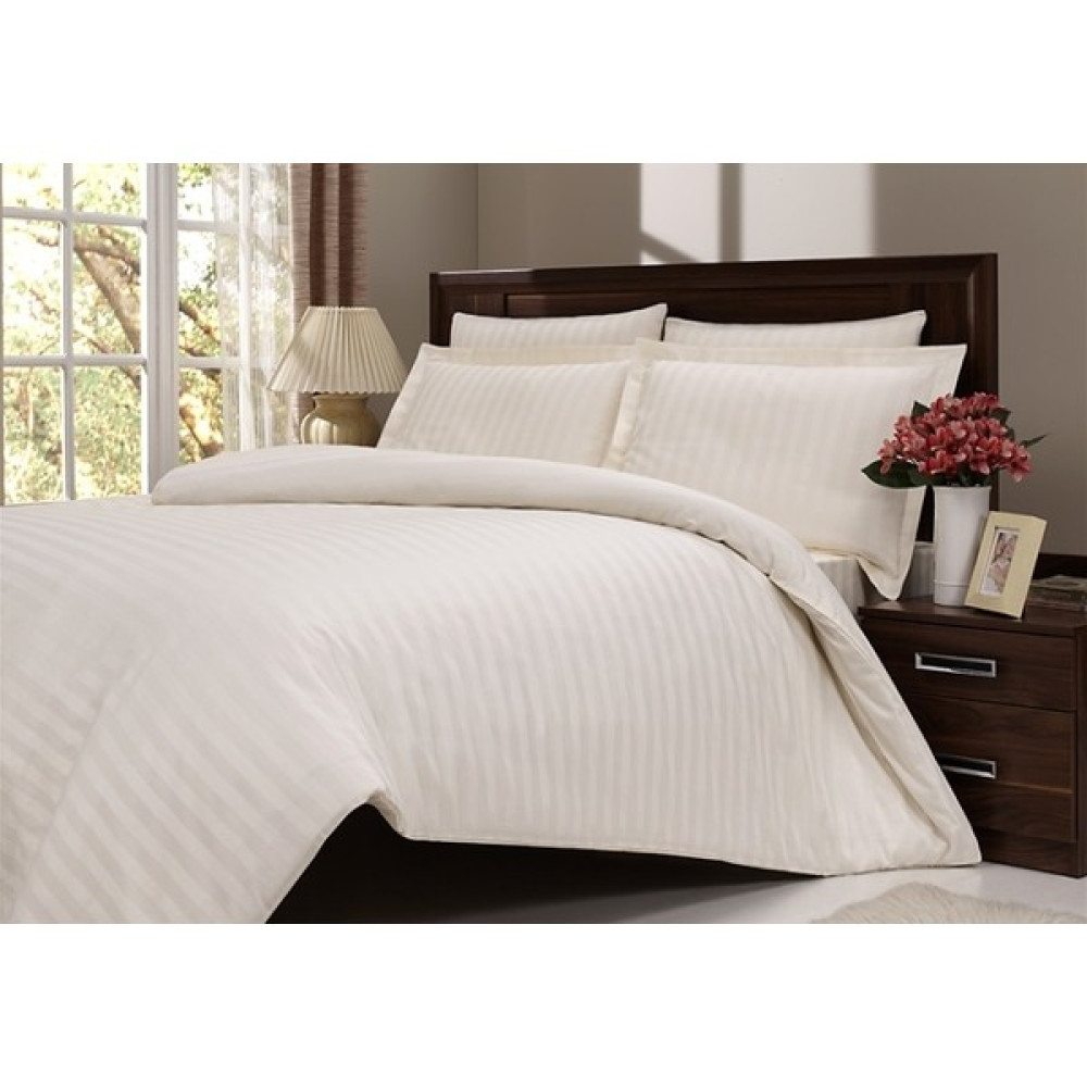 Özdi̇Lek Çift Kişilik Line Çizgili Saten Nevresim Takımı-Krem - 200 x 220 cm - Krem Nevresim Takımı Fiyatı