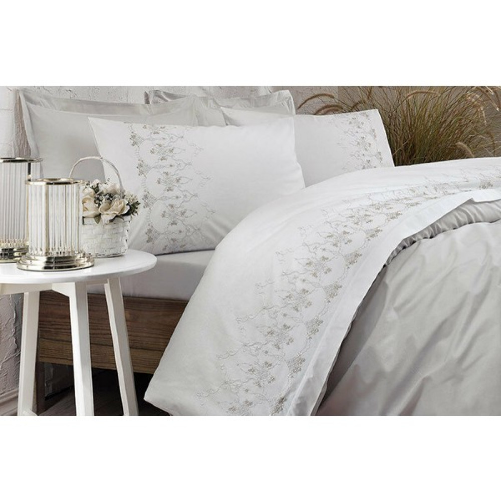 Özdilek - Daisy Nakışlı Boutique Çift Kişilik Nevresim Takımı - 200 x 220  cm - Gri Nevresim Takımı Fiyatı