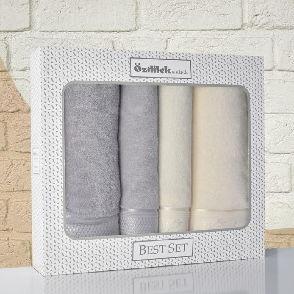 Özdilek Ditsy Best Set Hamam Takımı Gri Krem - 70 x 150 cm - Krem - Koyu Gri - Açık Gri Banyo Havlusu Fiyatı