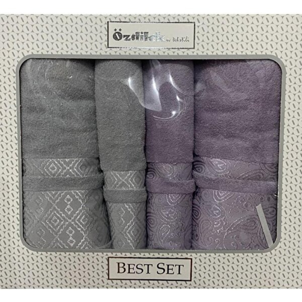 Özdilek Dory Lila-Gri Best Set - Lila - Gri - 70 x 150 cm Banyo Havlusu Fiyatı