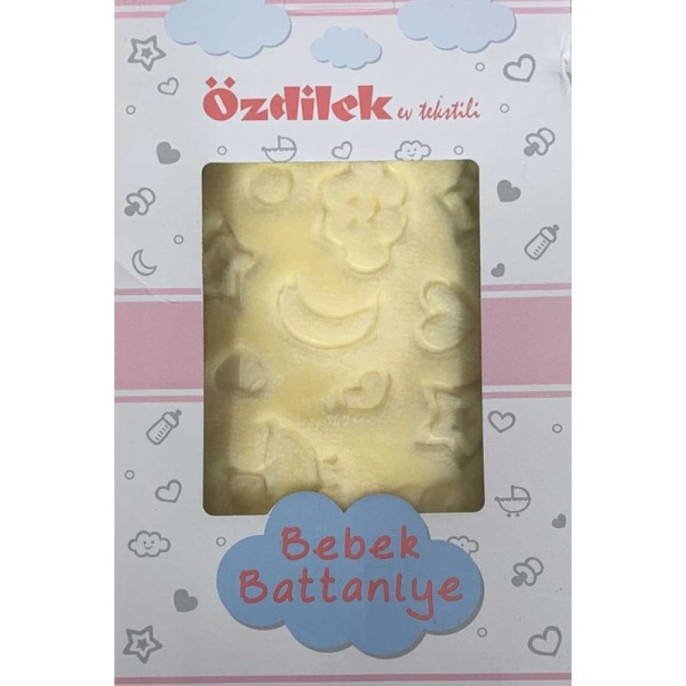Özdilek Embos Peluş Bebek Battaniyesi 100 x 120 - Sarı Bebek Battaniyesi Fiyatı
