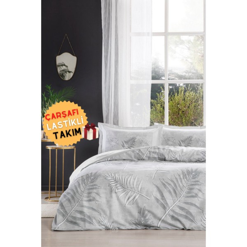 Özdilek Frunze Lastikli Çarşaflı Tek Kişilik Nevresim Takımı - 160 x 220 cm - Gri Nevresim Takımı Fiyatı