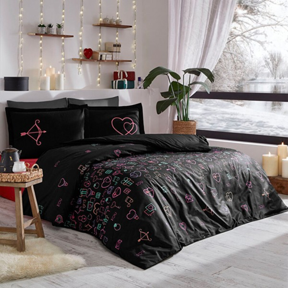 Özdilek Gleam Love Nevresim Takımı Çift Kişilik Siyah Sevgililer Günü - 200 x 220 cm Nevresim Takımı Fiyatı