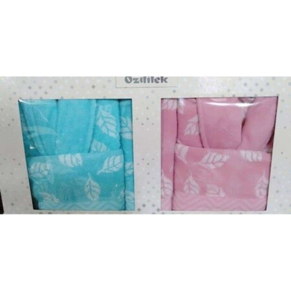 Özdilek Lilyana Pembe-Mint Aile Seti - M - L - Mint - Pembe Bornoz Fiyatı