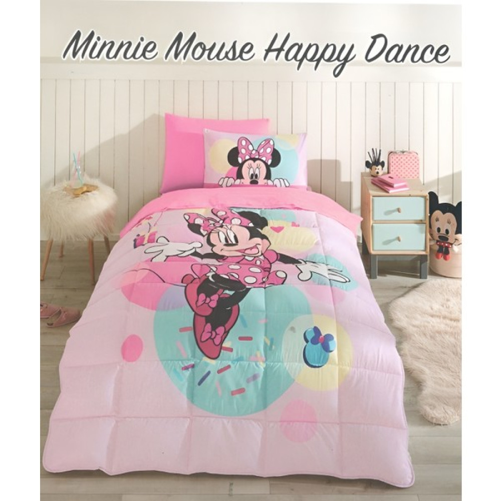 Özdilek Minnie Mouse Happy Dance Tek Kişilik Fitted Çarşaf Uyku Seti - Pembe Yatak Seti / Uyku Seti Fiyatı