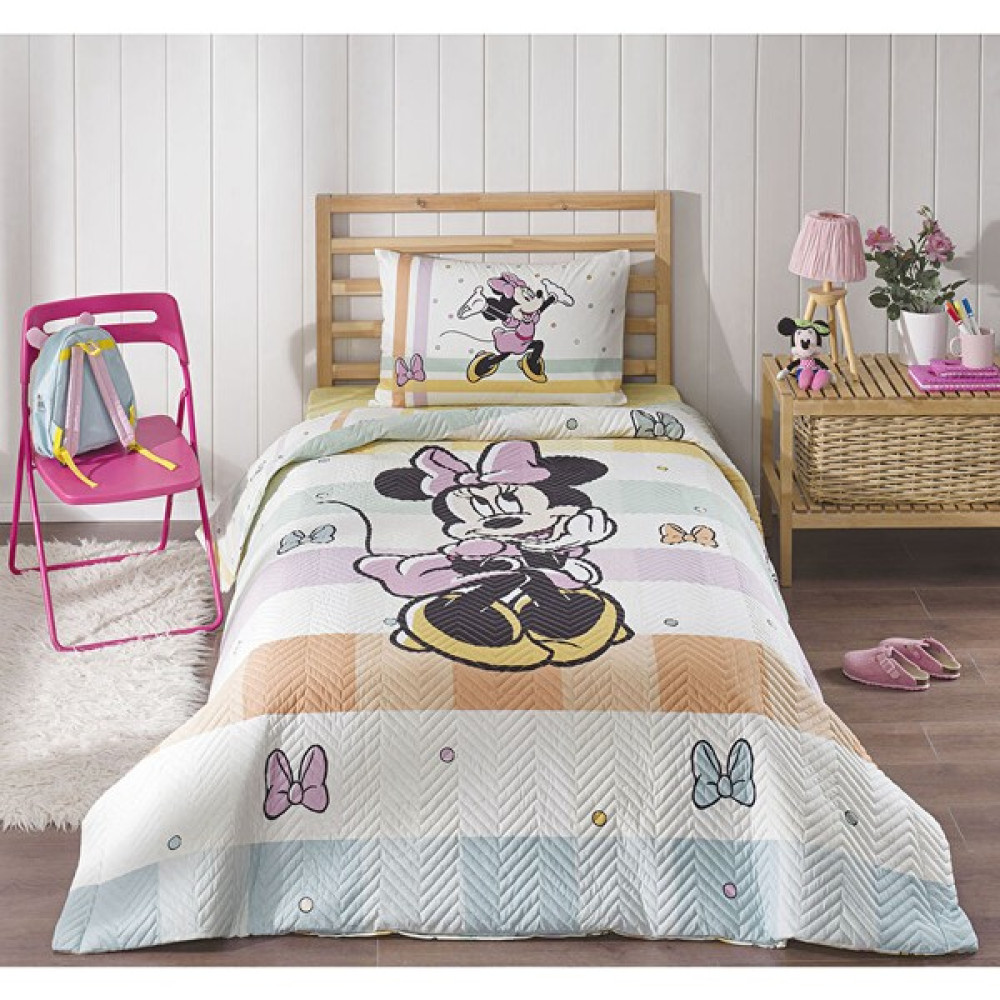 Özdilek Minnie Mouse Happy Tek Kişilik Disney Lisanslı Lastikli Fitted Çarşaf Kapitone Çocuk Nevresi - 180 x 230 cm - Renkli Nevresim Takımı Fiyatı