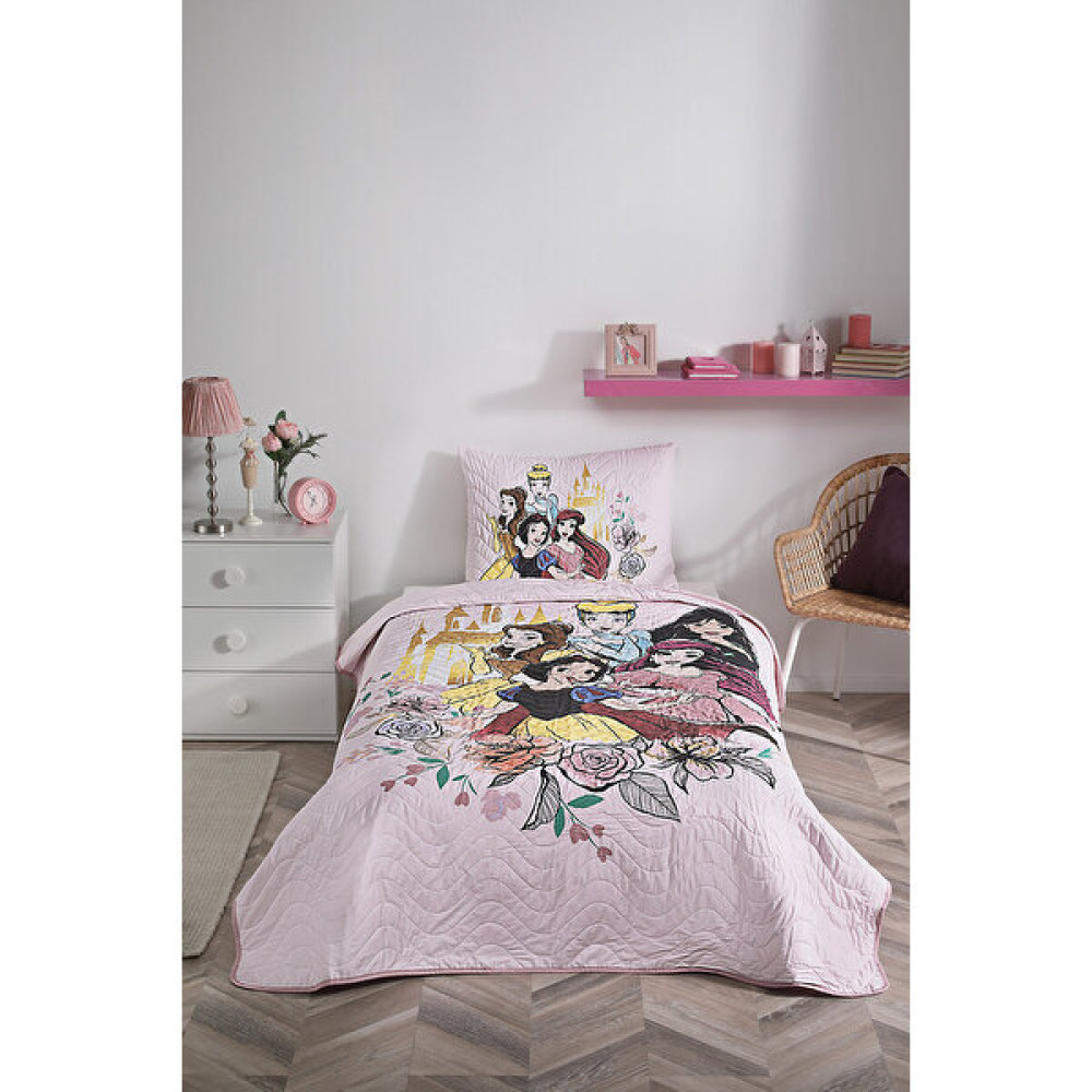 Özdilek Princess Rose Tek Kişilik Disney Lisanslı Çocuk Yatak Örtüsü 160X230 - Pembe - 160 x 230 cm Yatak Örtüsü Fiyatı