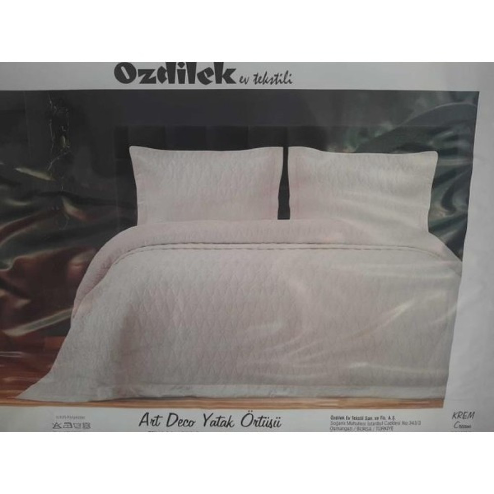 Özdilek Tek Kişilik Nakışlı Kadife Yatak Örtüsü Art Deco Krem 180 x 240 cm Yatak Örtüsü Fiyatı