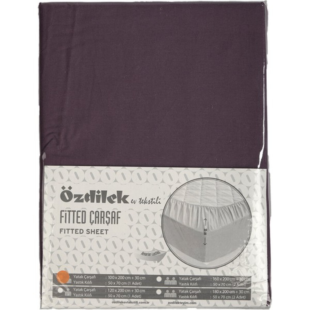 Özdilek Trendy Battal Boy Lastikli Fitted Çarşaf 180X200+30 - 180 x 200 cm - Mürdüm Çarşaf Fiyatı