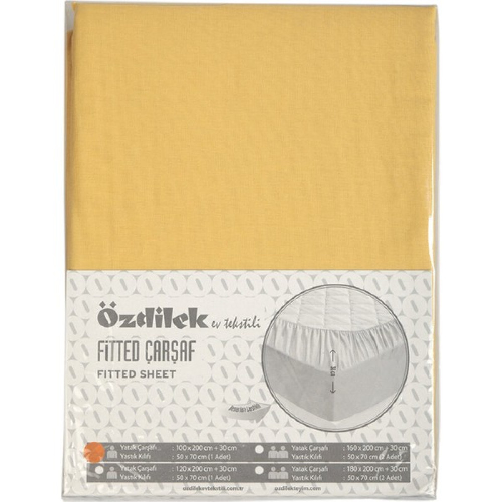 Özdilek Trendy Çift Kişilik Fitted(Lastikli) Yastıklı Çarşaf - 160 x 200 cm - Hardal Çarşaf Fiyatı