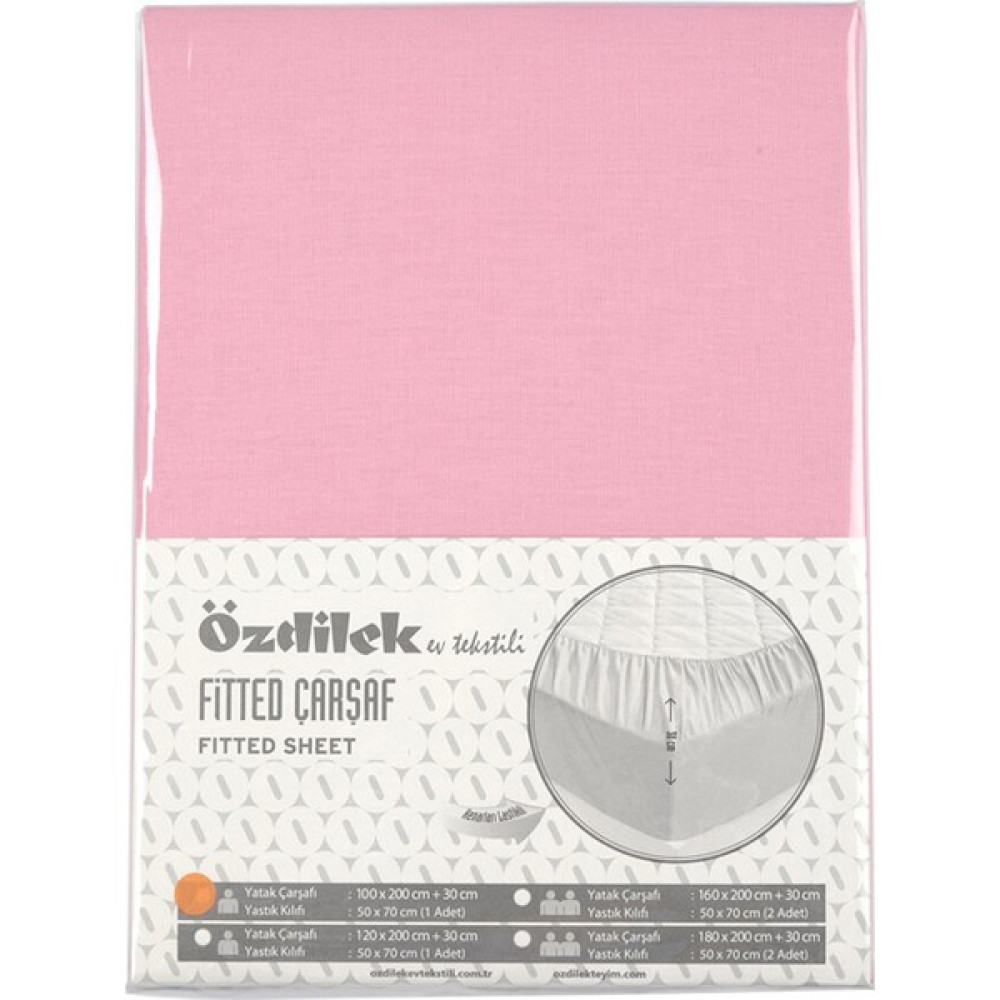 Özdilek Trendy Çift Kişilik Fitted(Lastikli) Yastıklı Çarşaf - 160 x 200 cm - Pembe Çarşaf Fiyatı