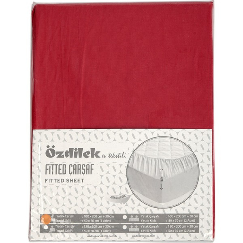 Özdilek Trendy Lastikli Fitted Çarşaf 120X200+30 - 120 x 200 cm - Kırmızı Çarşaf Fiyatı