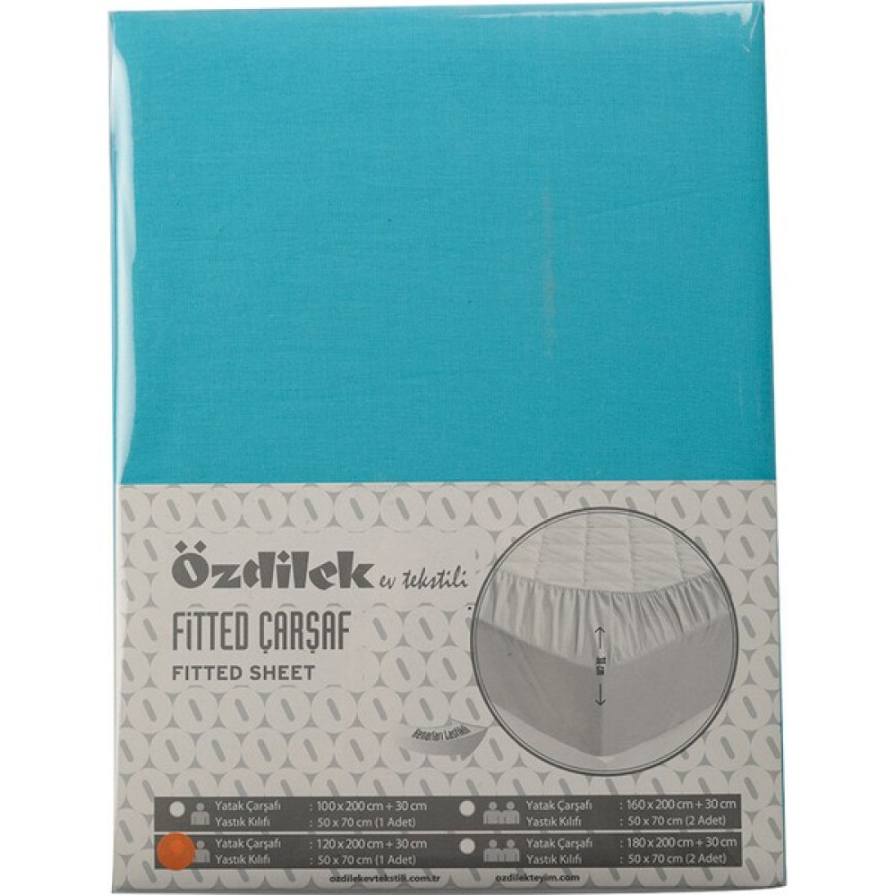 Özdilek Trendy Lastikli Fitted Çarşaf 120X200+30 - 120 x 200 cm - Turkuaz Çarşaf Fiyatı