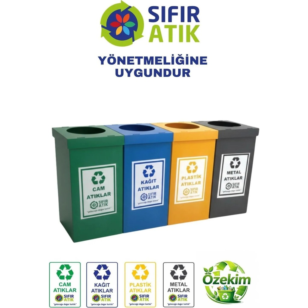 Özekim 4'lü Geri Dönüşüm Sıfır Atık Kutusu Seti 35*35*70 cm Kargo Dahil Renkli Plastik Diğer Fiyatı