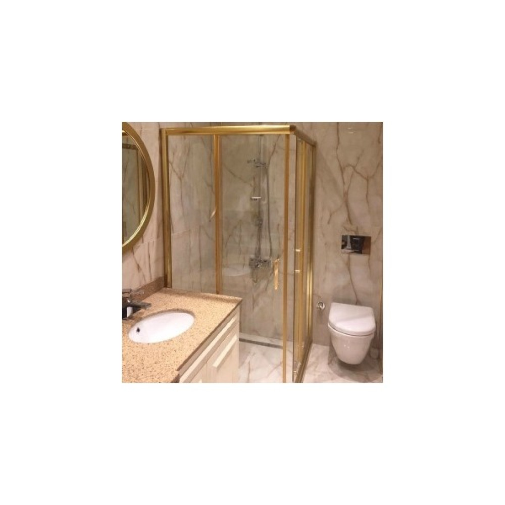 Özel Duş Özelduş 100X100 5mm Gold Profil Şeffaf Cam Dusakabin Duşakabin Fiyatı