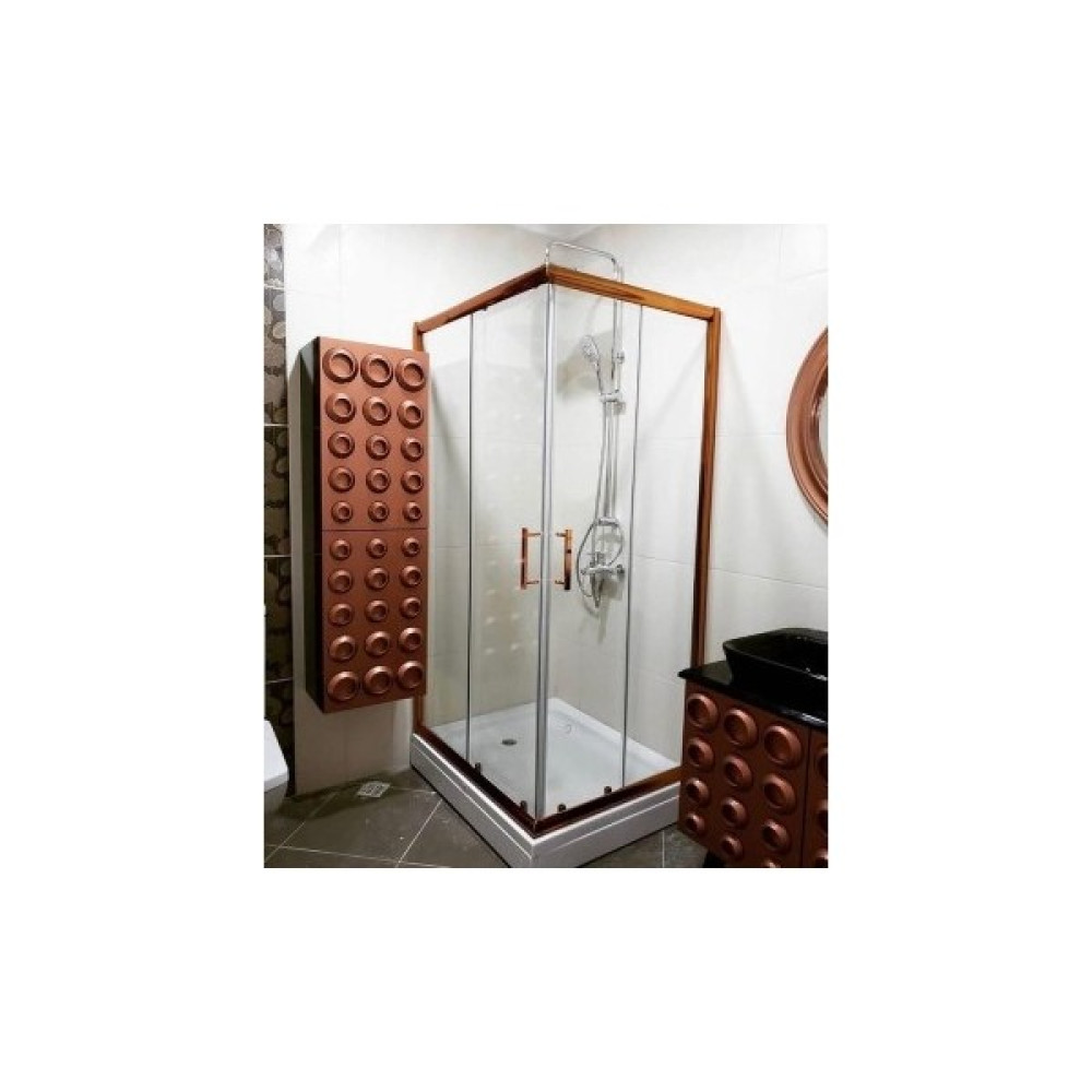 Özel Duş Özelduş 90*90 cm Bakır Profil 5 mm Temperli Cam Köşe Açılır Sistem H180 Duş Teknesiz - Yok Duşakabin Fiyatı