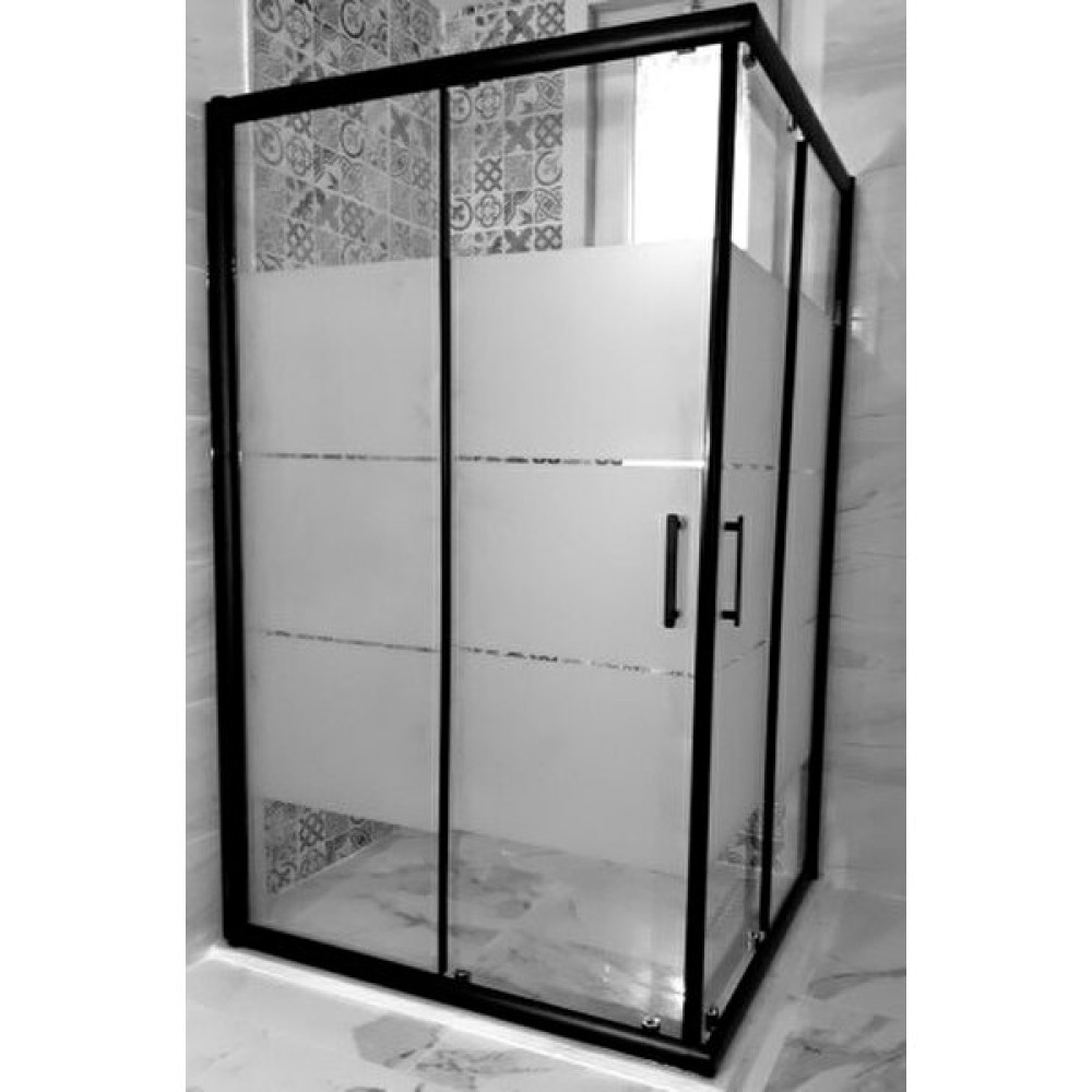 Özel Duş Özelduş 90*90 cm Siyah Profil Kare ve Dikdörtgen 5mm Desenlicam Duşakabin Fiyatı