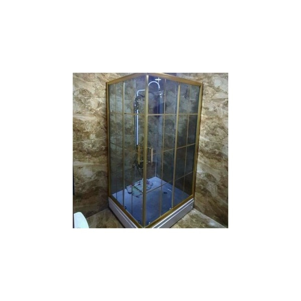 Özel Duş Özelduş 90X90 cm Köşe Gold Profil Çizgili Füme Cam Duşakabin..teknesiz Duşakabin Fiyatı