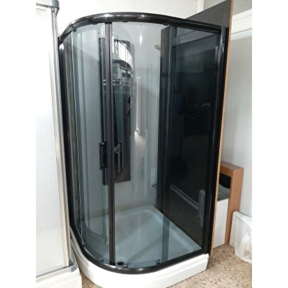 Özel Duş Özelduş 90X90 cm Oval Siyah Profil Füme Cam Duşakabin Tekneli Duşakabin Fiyatı