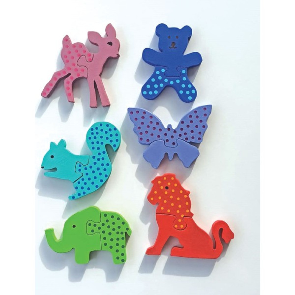 Özel Eğitim Gören Çocuklar Için Ahşap Puzzle Yapboz Başlangıç Seti2 - Karaca, Ayı, Sincap, Kelebek, Fil, Aslan - Kırmızı - Mavi Bebek Oyuncakları Fiyatı