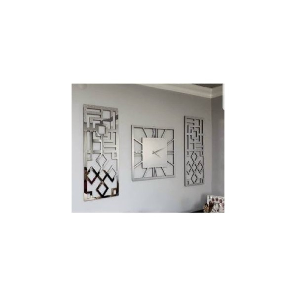 Özel Hediyecim Aynalı Gümüş Duvar Saati 3'lü 20 x 50 cm Dekoratif Saat Fiyatı