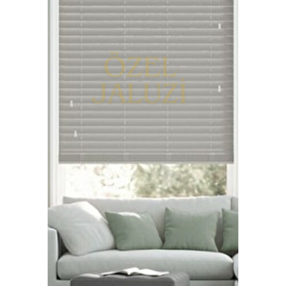 Özel Jaluzi Açık Gri 50 Mm Ahşap Jaluzi 170x200 cm Jaluzi Perde Fiyatı