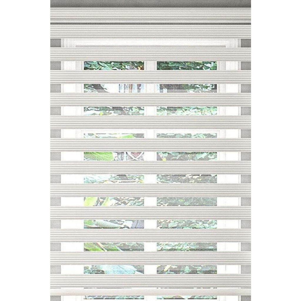 Özel Jaluzi Ekru Dar Piliseli Zebra Perde - 150 x 230 cm Perde Fiyatı