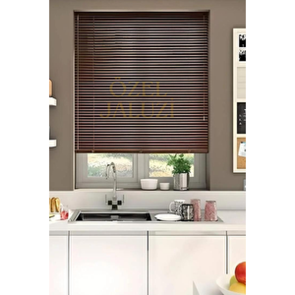 Özel Jaluzi Kahverengi 25 Mm Metal Jaluzi 110x120 cm Jaluzi Perde Fiyatı