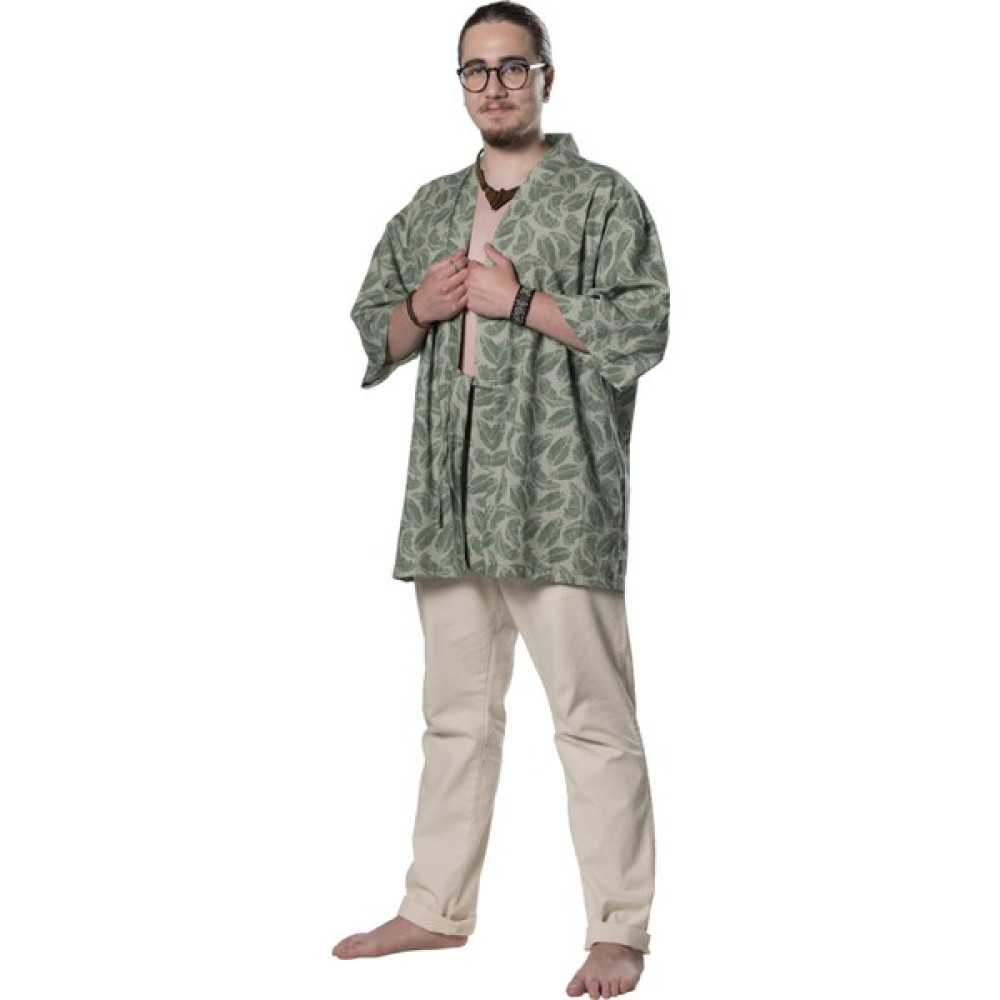 Özel Tasarım Doğal Keten Erkek Kimono - Yaprak Erkek Gömlek Fiyatı