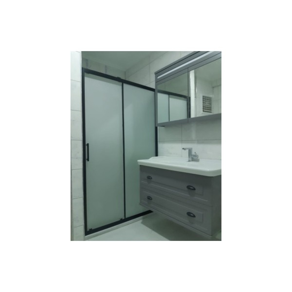 Özelduş 100-130 cm Arasi H180 Siyah Profil 5mm Kumlu Cam Duşakabin Duşakabin Fiyatı