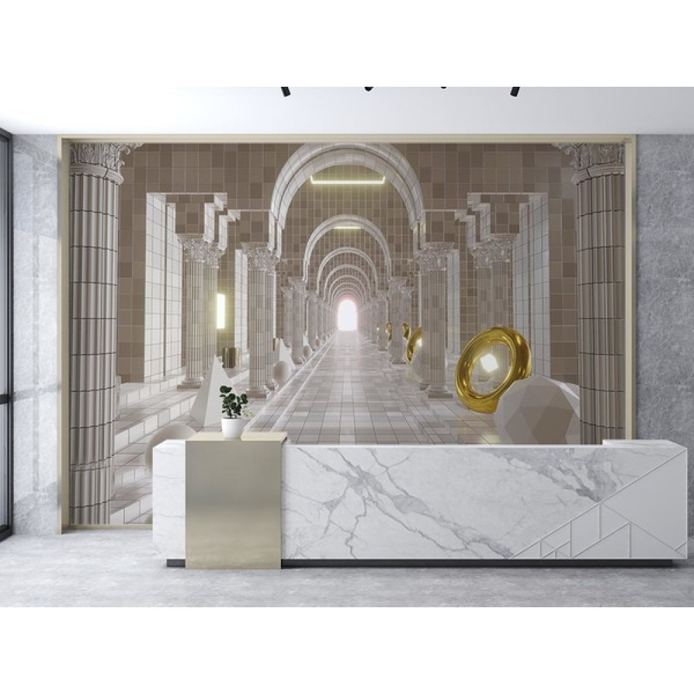 Özen Duvar Kağıdı 3 Boyutlu Derin Sütunlu Tünel Duvar Kağıdı - Renkli - 200 x 130 cm Duvar Kağıdı Fiyatı