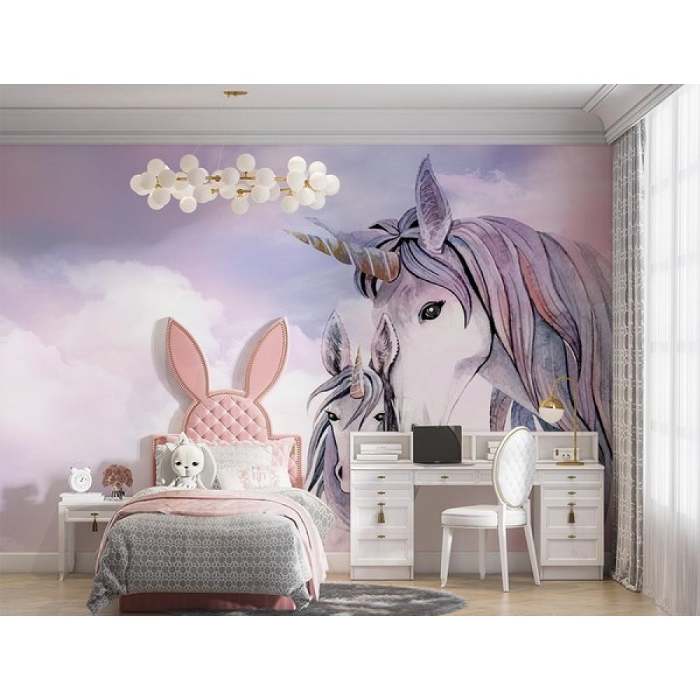 Özen Duvar Kağıdı Pembe Bulutlar Üzerinde Unicorn Çocuk Odası Duvar Kağıdı - Renkli - 250 x 170 cm Duvar Kağıdı Fiyatı