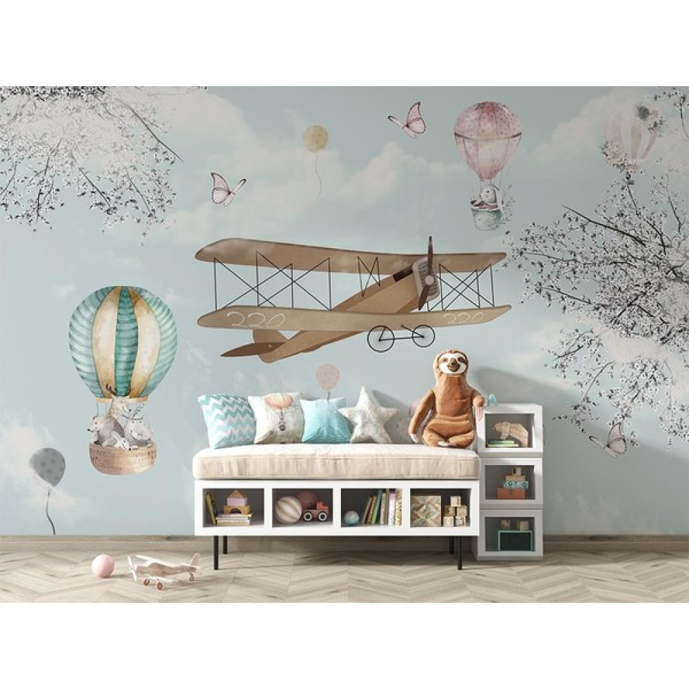 Özen Duvar Kağıdı Uçak ve Uçan Balonlar Çocuk Odası Duvar Kağıdı - 200 x 130 cm Duvar Kağıdı Fiyatı