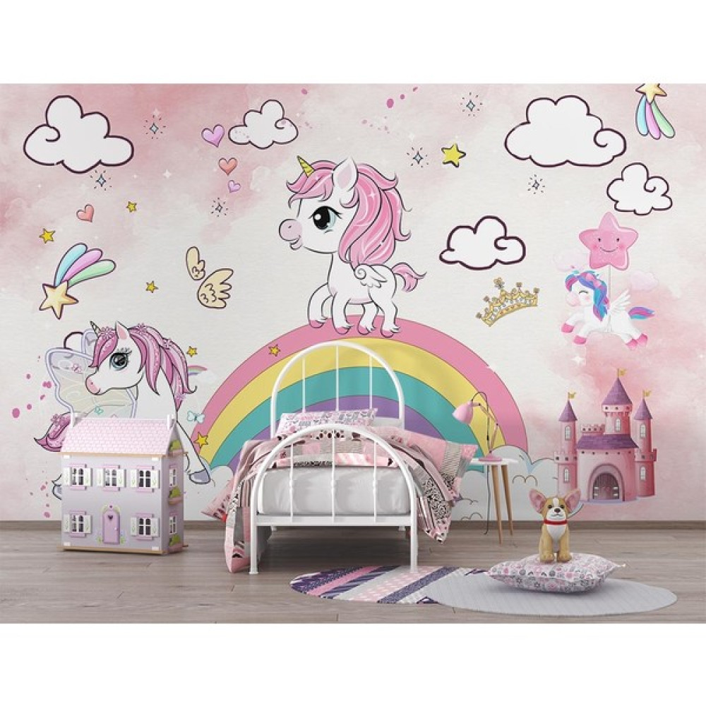 Özen Duvar Kağıdı Unicorn Kız Çocuk Odası Duvar Kağıdı - 200 x 130 cm Duvar Kağıdı Fiyatı
