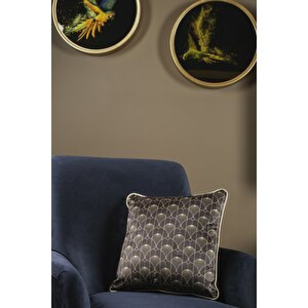 Özenev Lüks Kadife 43x43 Cm Kırlent Kılıfı Dekoratif Yumuşak Salon Koltuk Avangart Biyeli Siyah Siyah Etnik Desen Kırlent / Mobilya Yastığı Fiyatı