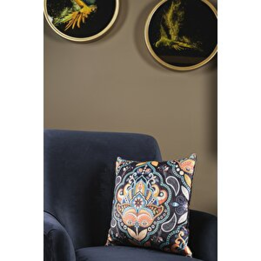 Özenev Lüks Kadife 43x43 Cm Kırlent Kılıfı Dekoratif Yumuşak Salon Koltuk Avangart Koyu Lacivert Lacivert Yaprak Kırlent / Mobilya Yastığı Fiyatı