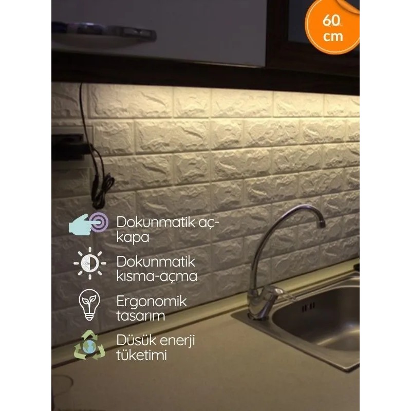 Özer Light 60 cm Dokunmatik Mutfak Tezgah Üstü LED Bar 60 cm Dimli Gün Işığı - 3000K - Gün Işığı Led Aydınlatmalar Fiyatı