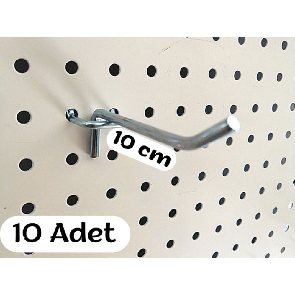 Özfiliz Mağaza Ekipmanları (10 Adet) Delikli Pano Takma Tel Askılık, Ürün Asmak Için Metal Askı, Profil Tel Askı Çubuğu - 10 cm Ofis Askılığı Fiyatı