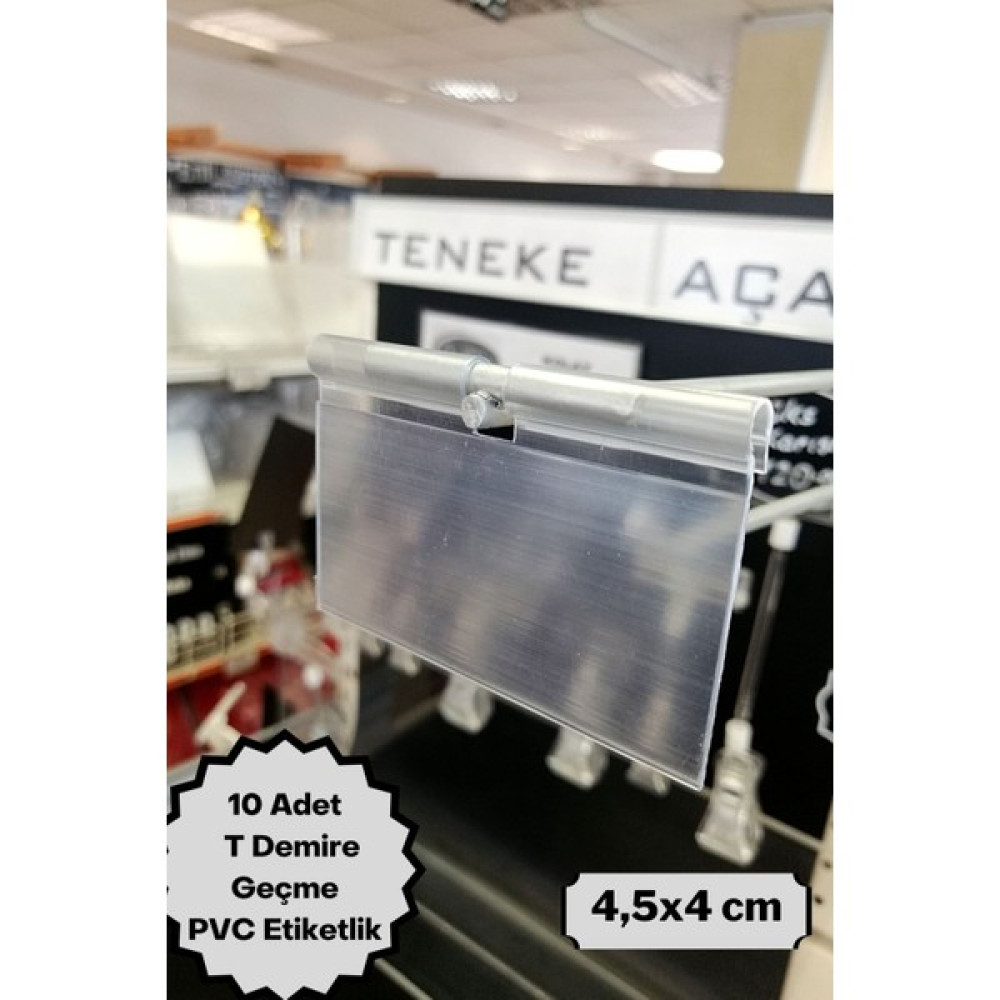 Özfiliz Mağaza Ekipmanları Raf Önü Pvc Ürün Etiketliği, Tel Askı Çubuk Için, Tele Geçme Öne Arkaya Sallanan Etiketlik - 10 adet - 4,5 x 4 cm Etiket Fiyatı