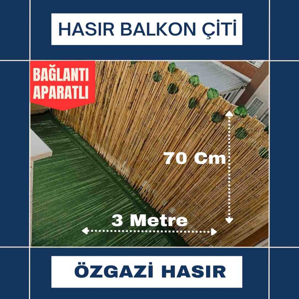 özgazi 70 cm x 3 Metre Doğal Kamış Hasır Balkon Çiti Bahçe Çiti Dekorasyon Diğer Fiyatı