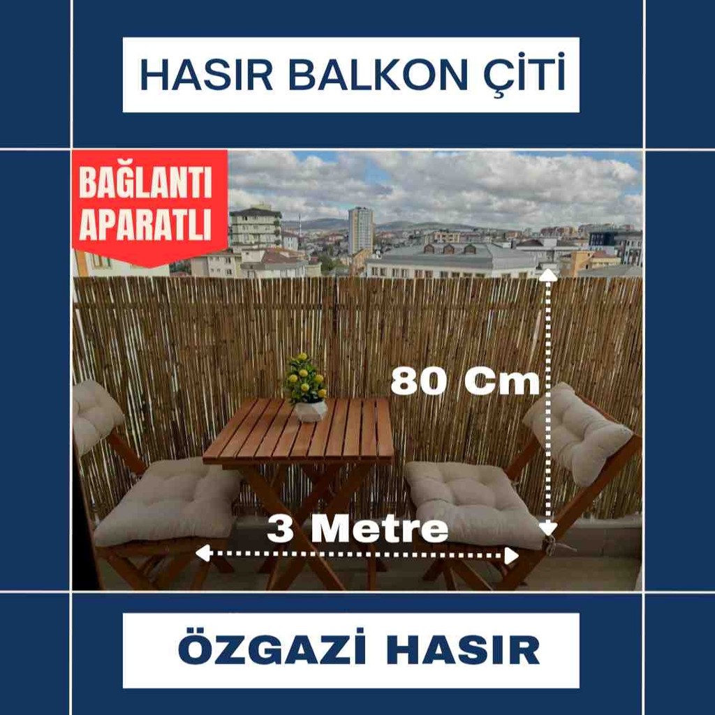 özgazi 80 cm x 3 Metre Doğal Kamış Hasır Balkon Çiti Bahçe Çiti Dekorasyon Diğer Fiyatı