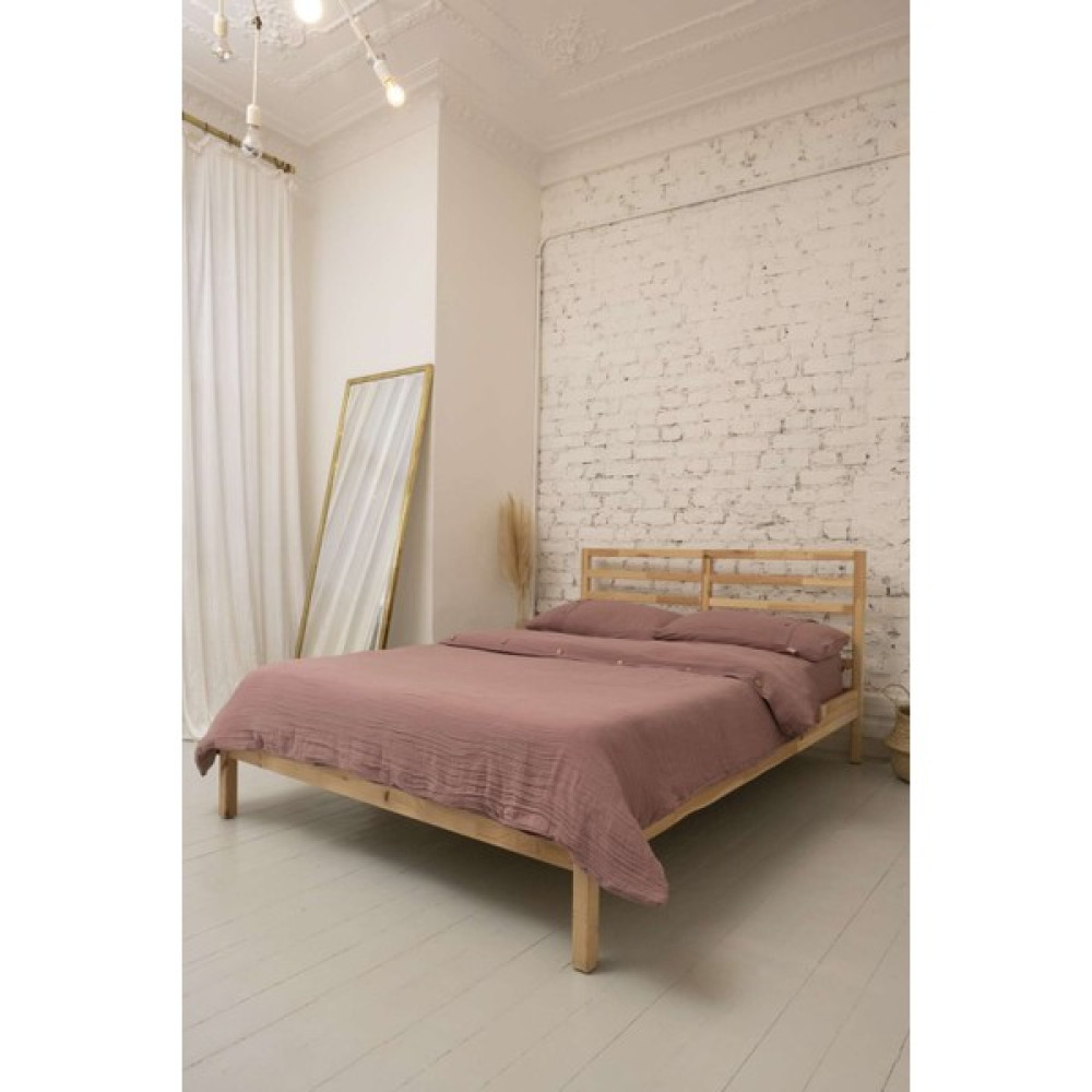 Özhane Tekstil %100 Pamuk Tek Kişilik Müslin Febris Ahşap Düğmeli Nevresim Takımı - Gül Kurusu - 100 x 200 cm Nevresim Takımı Fiyatı