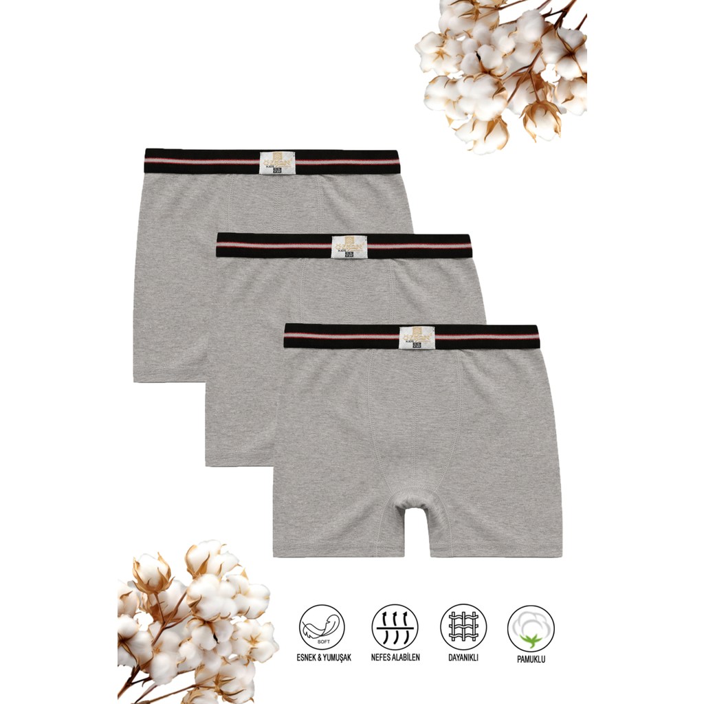 Özkan Underwear Özkan 0711 3'lü Paket Erkek Çocuk Pamuklu Esnek Yumuşak Boxer Şort Erkek Çocuk Boxer Fiyatı
