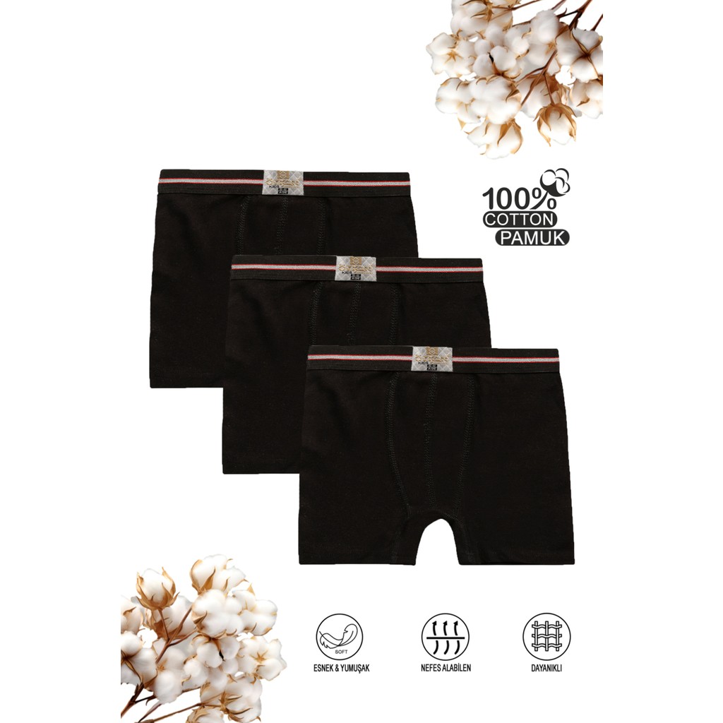 Özkan Underwear Özkan 0711 3'lü Paket Erkek Çocuk Pamuklu Esnek Yumuşak Boxer Şort Erkek Çocuk Boxer Fiyatı