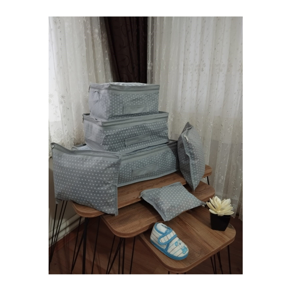 Özlem Toys Puantiye Desen Doğum Hastane Çıkış Çantası 6 Parça 32 Beden Bebek Hastane Çıkışı Fiyatı